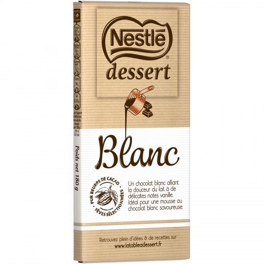 Nestle Dessert Chocolat Blanc Nestlé : La Tablette De 180 G