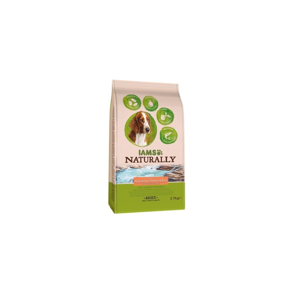 MARQUE INCONNUE Iams Naturally Croquettes Saumon Atlantique Nord + Riz Toutes Races 2,7 kg
