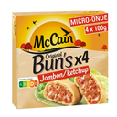 MCCAIN Bun's au jambon et ketchup 4 pièces 100 g