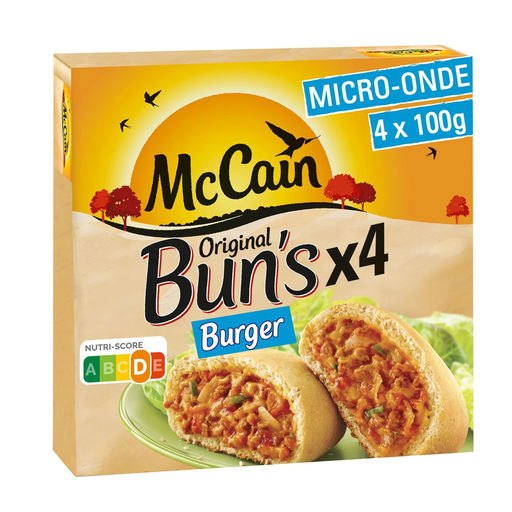 [8710438105735] MCCAIN Bun's sabor hamburguesa 4 piezas 100 g
