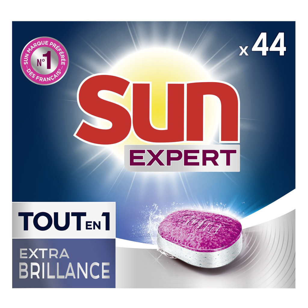 SUN Dishwasher Tablets Extra Shine Expert All-in-1, box of 44 tablets