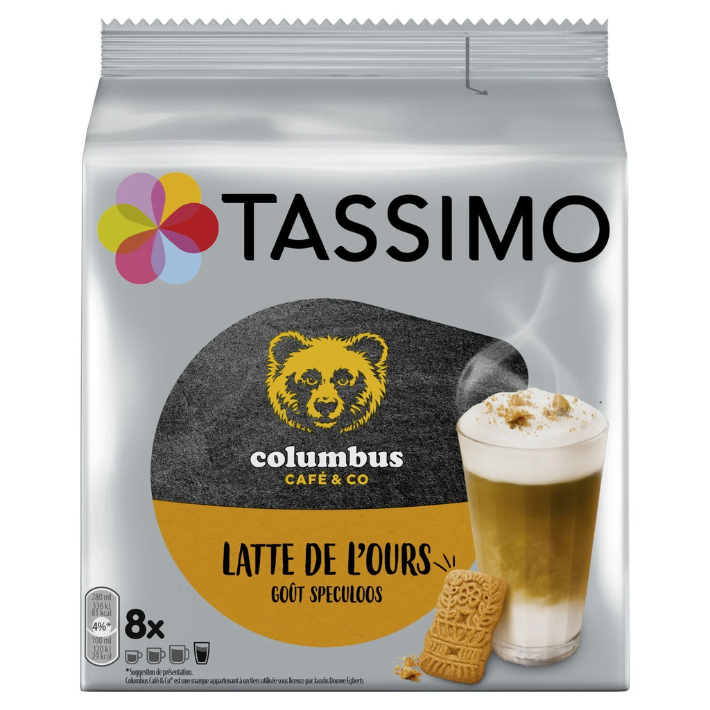 TASSIMO Café au Lait Latte Speculoos Columbus, 8 cápsulas