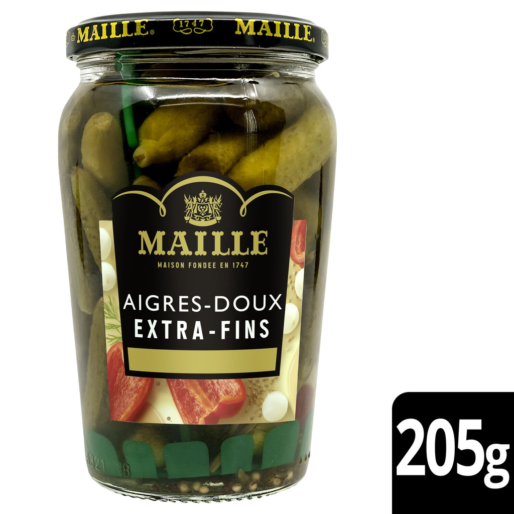 MAILLE Cornichons Agridoces Extra-Finos 205g
