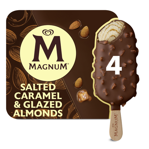 [8711327391253] MAGNUM Helado en palo caramelo salado con trozos de almendra 296 g