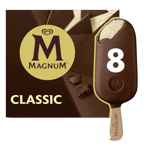 [8712566328383] MAGNUM Glaces Bâtonnets Vanille Chocolat Classic 632 g