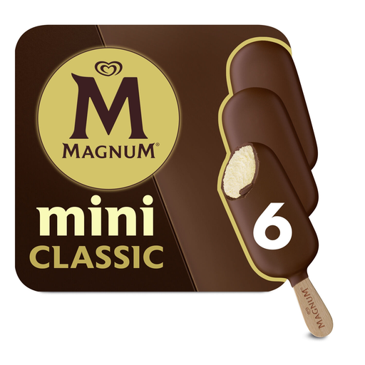 [8714100635674] MAGNUM Mini vanilla chocolate ice cream bar 6 pieces 264 g