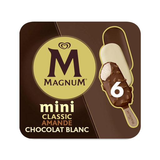 [8714100635698] MAGNUM Mini Classic Almond and White Chocolate Ice Cream Sticks 266 g