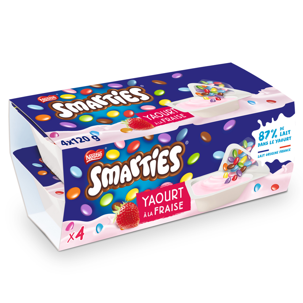 SMARTIES Iogurte de morango com drageias de chocolate 4 x 120g