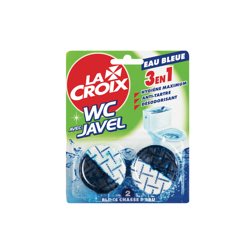 [8714789020310] LA CROIX Toilet Rim Block 3 in 1 Bleach Disinfectant Blue Water 2x48g