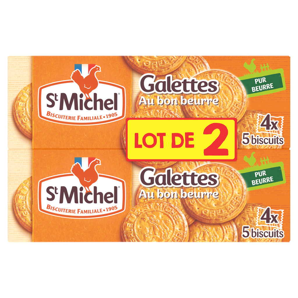 ST MICHEL Galettes pur beurre fraîcheur 2 paquets de 130 g