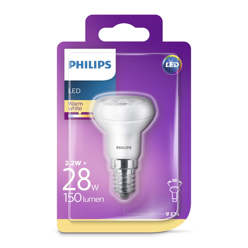 [8718696578377] PHILIPS Lâmpada LED E14 Standard Branco Quente 2W 1 unidade