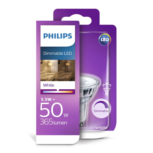 [8718696581650] PHILIPS Bombilla Led GU10 Foco Blanco Cálido 5W