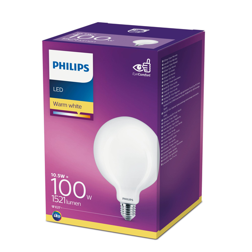[8718699665142] PHILIPS Ampoule LED Globe 120mm E27 100W Blanc Chaud Dépolie Verre l'unité