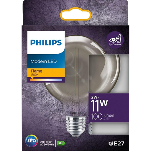 [8718699759698] PHILIPS Lâmpada Led E27 Globo Preto 11W 1 unidade