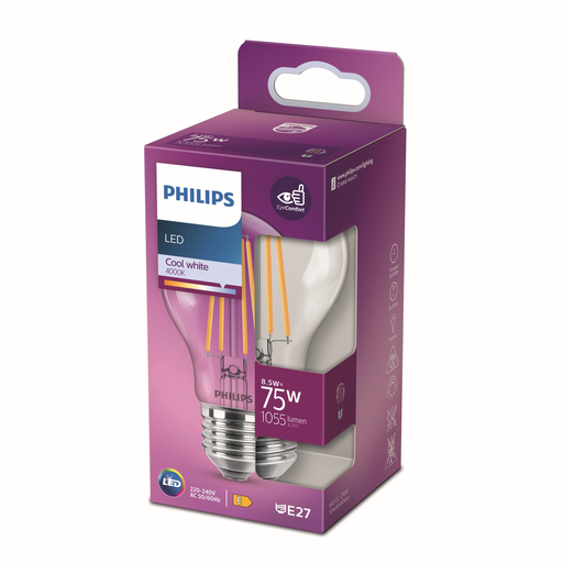 [8718699762032] PHILIPS LED Standard Bulb E27 75W Cool White Clear Glass per unit