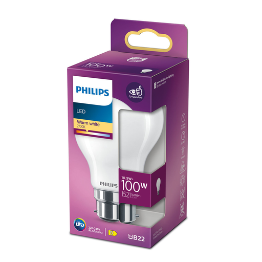 [8718699764494] PHILIPS LED Bulb Standard 100W B22 Warm White Frosted Glass 1 unit