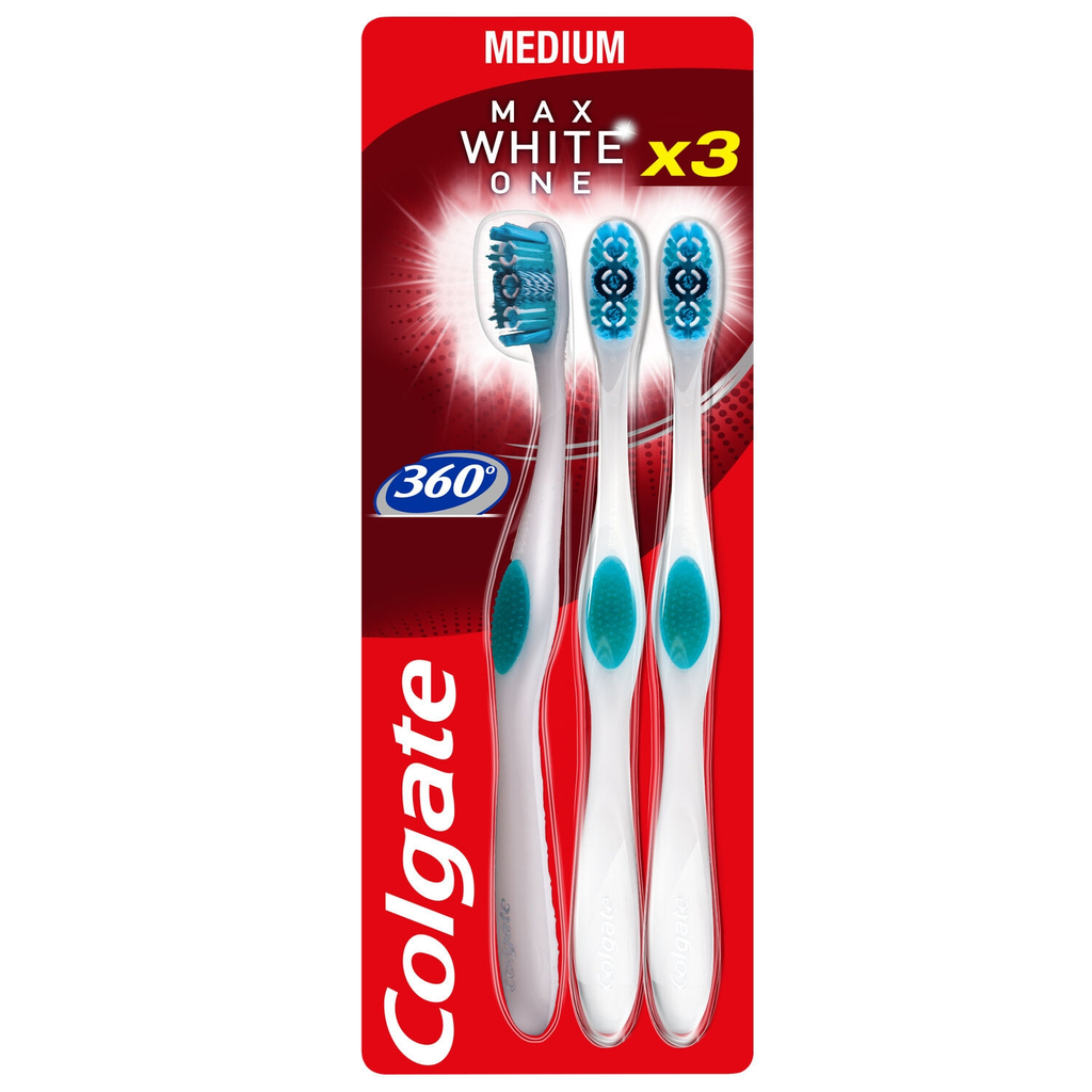 COLGATE Cepillo de dientes 360° Medium, pack de 3