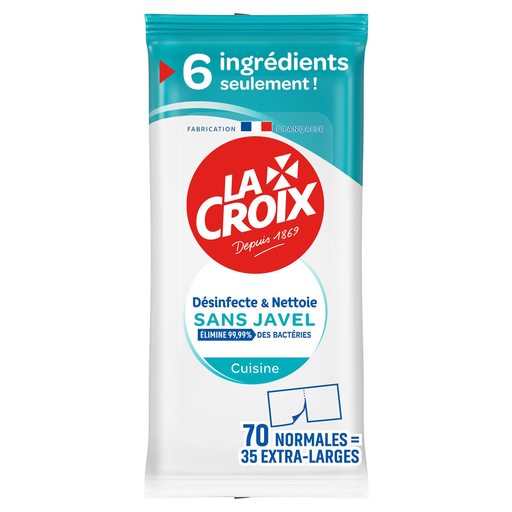 [8718951435742] LA CROIX Toallitas Desinfectantes Limpiadoras Sin Lejía Cocina paquete de 70 toallitas