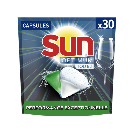 [8720181035104] SUN Optimum Tout En 1 Capsules lave-vaisselle citron bergamote 30 capsules