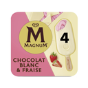 MAGNUM Bâtonnet glacé fraise chocolat blanc 4x90g