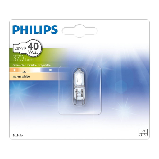 [8727900252873] PHILIPS Halogen capsule bulb 28 W (40 W), G9, Warm white, 1 unit