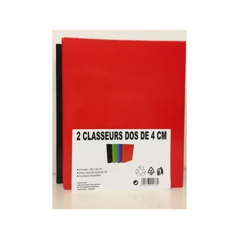 1ER PRIX A4 Labelled Ring Binders 40mm spine, pack of 2