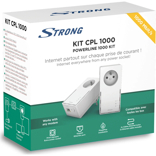 [9120072371721] STRONG Adaptateur Powerline 1000 Duo 1000 Mbit/s Ethernet/LAN Blanc le pack