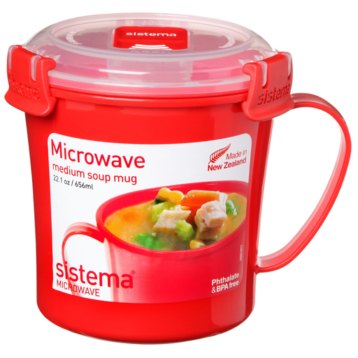 [9414202011077] SISTEMA Mug à soupe micro-ondes à clips 656 ml