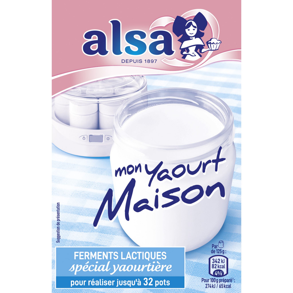 Alsa Ferments Lactiques Spécial Yaourtière Pour Préparation De Yaourts Maison Environ 32 : Les 4 Sachets 2 G