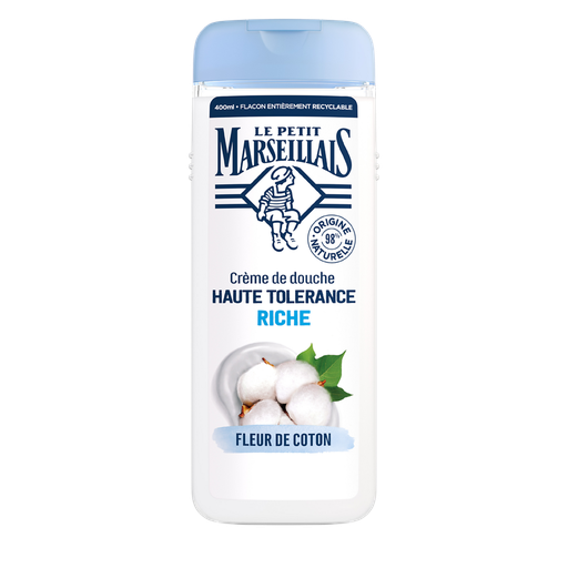 [3574661753386] LE PETIT MARSEILLAIS Gel de duche Alta Tolerância Flor de algodão bio 400 ml