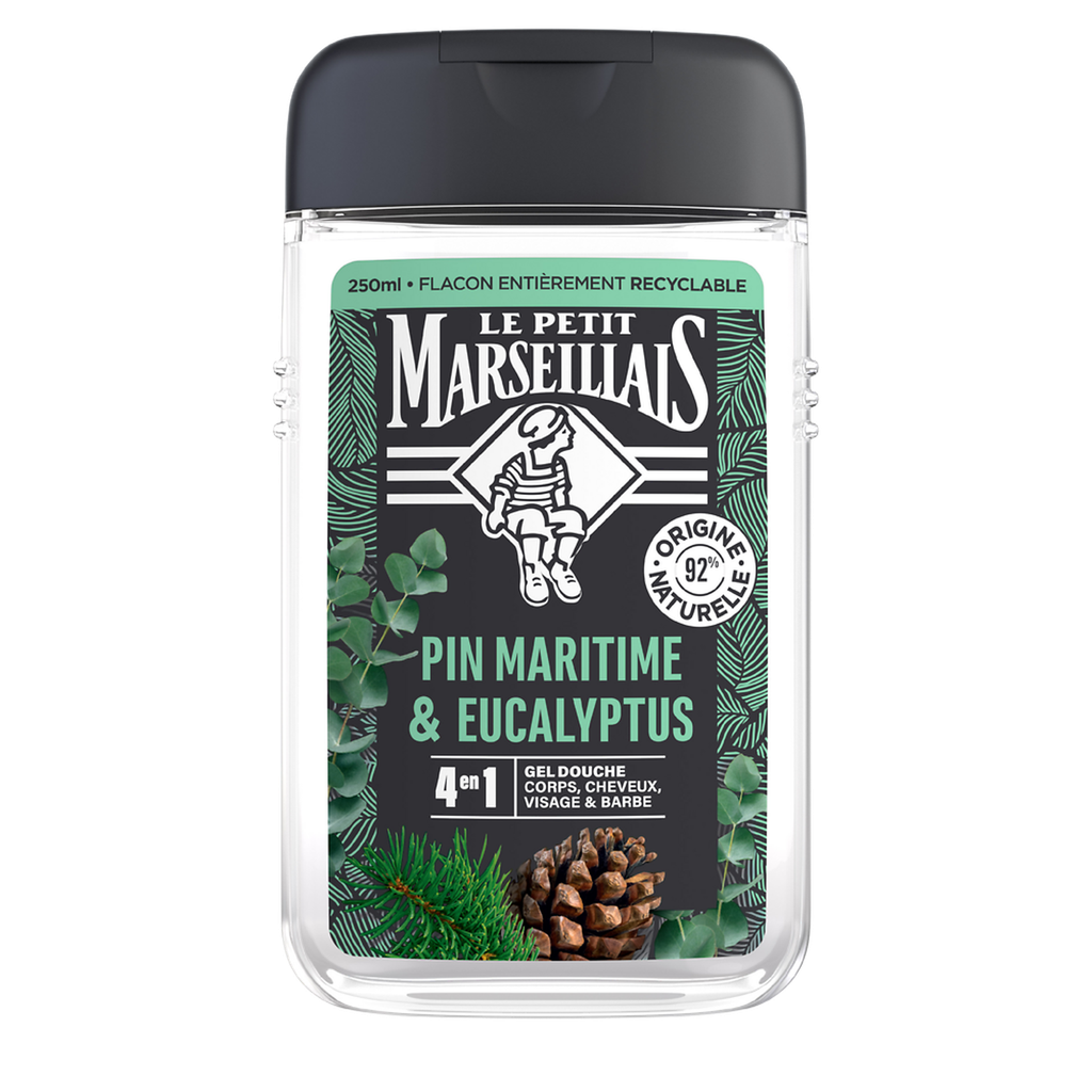 LE PETIT MARSEILLAIS RAFRAÎCHISSANT PIN MARITIME & EUCALYPTUS 4en1 GEL DOUCHE CORPS, CHEVEUX, VISAGE & BARBE 250ML