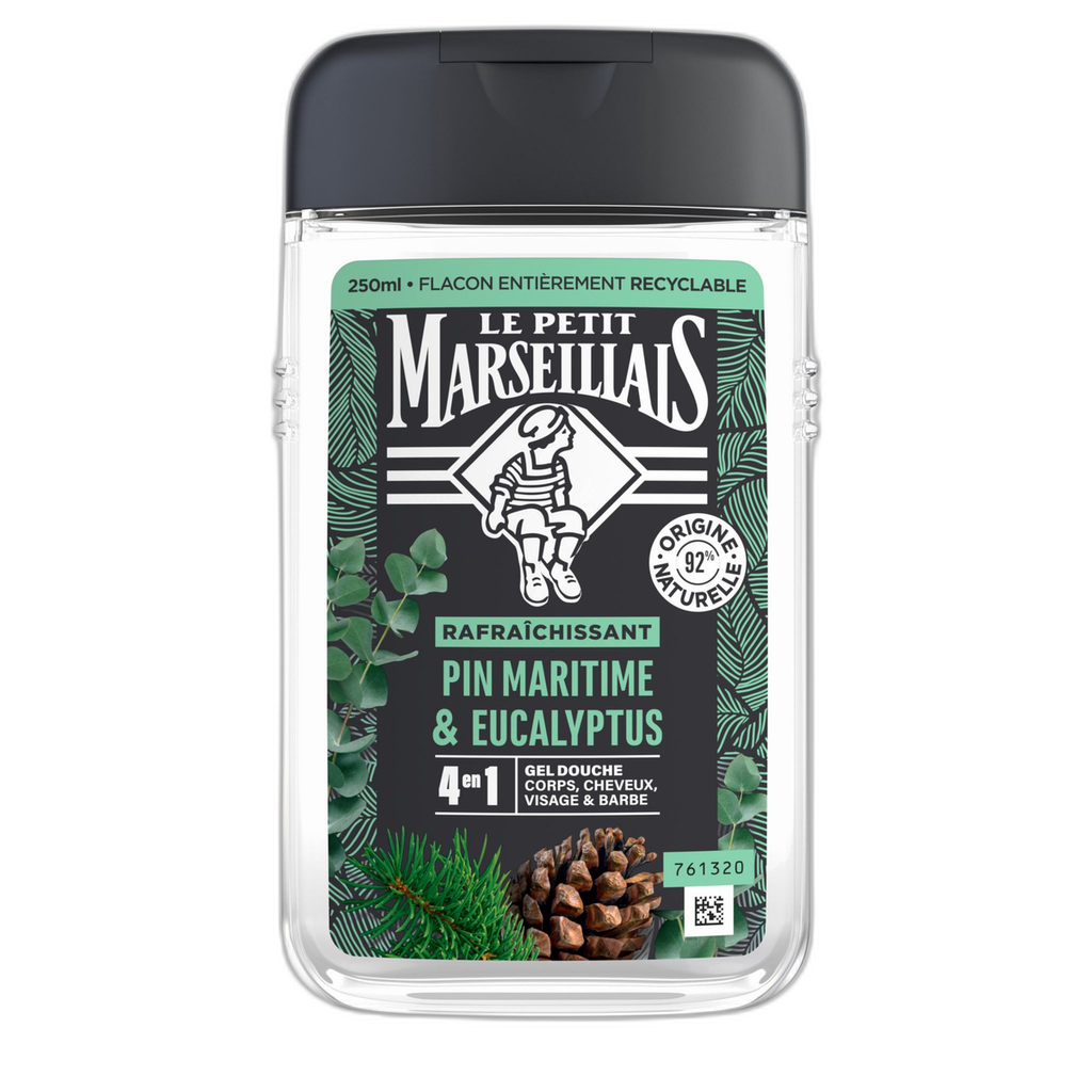 Le Petit Marseillais Rafraîchissant Pin Maritime & Eucalyptus 4En1 Gel Douche Corps, Cheveux, Visage & Barbe 250Ml