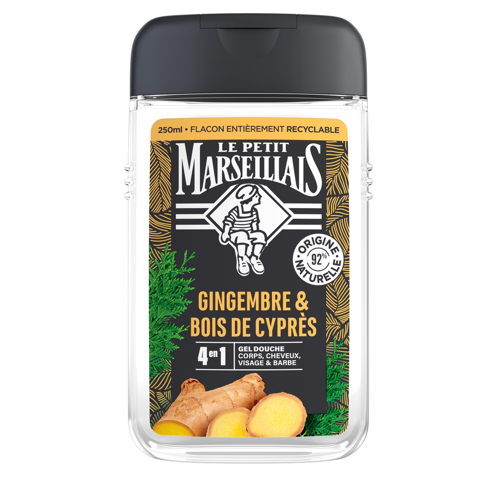 LE PETIT MARSEILLAIS Gel de Duche Homem 4 em 1 Gengibre e Madeira de Cipreste 250 ml