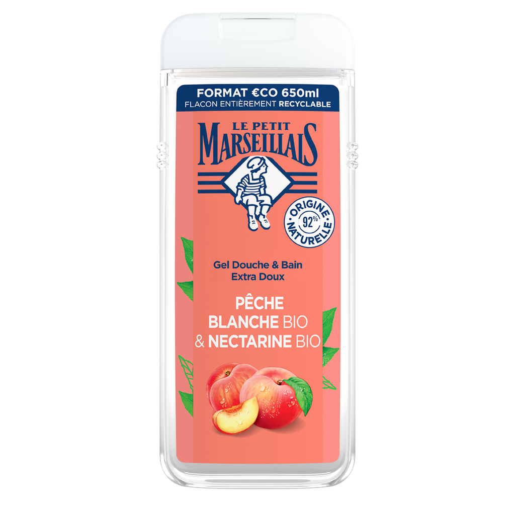 LE PETIT MARSEILLAIS Gel de ducha extra suave melocotón blanco y nectarina bio 650 ml