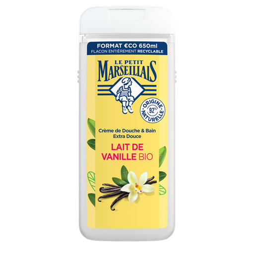 [3574661700557] LE PETIT MARSEILLAIS Extra Gentle Cream Shower Gel Organic Vanilla Milk 650 ml