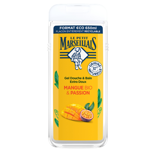 [3574661768823] LE PETIT MARSEILLAIS Gel de Duche Extra Suave Manga Bio e Maracujá 650 ml