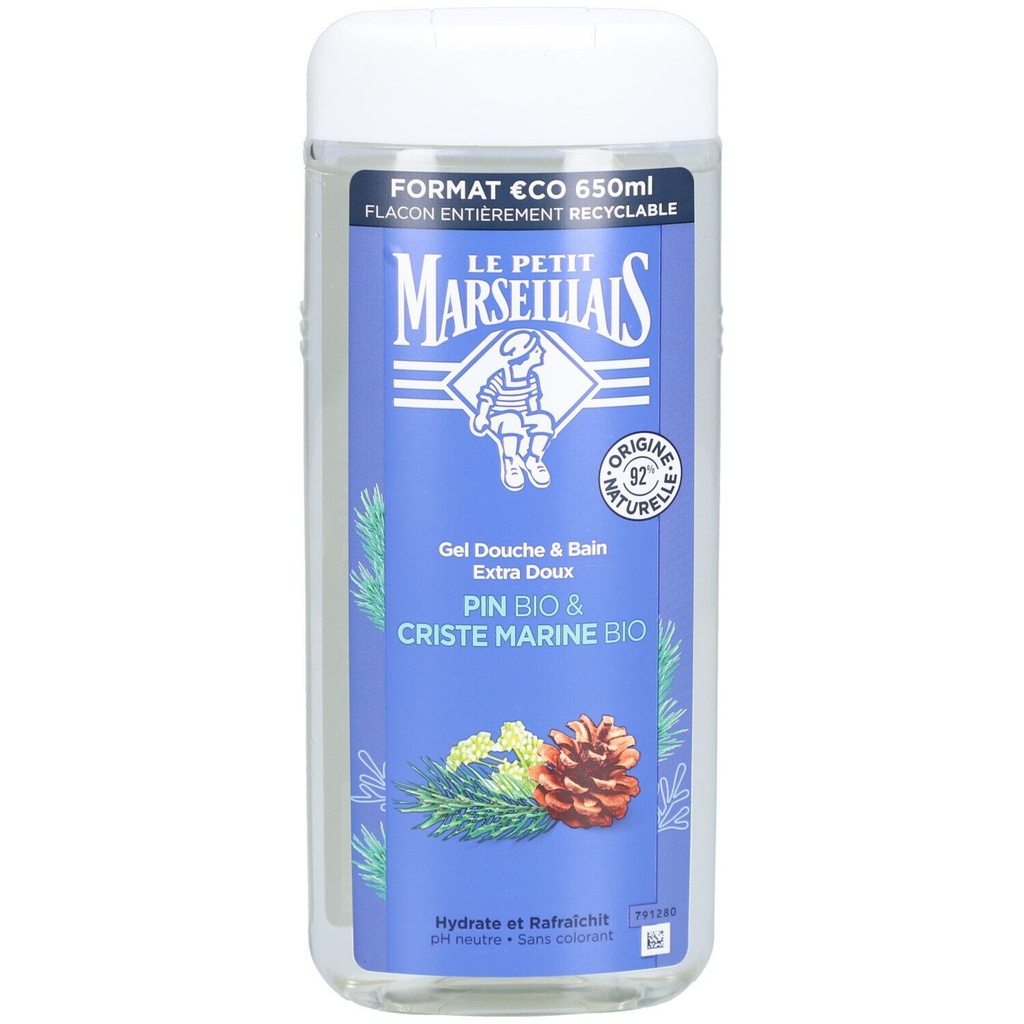Le Petit Marseillais Gel Douche & Bain Extra Doux Pin Bio & Criste Marine Bio 650Ml