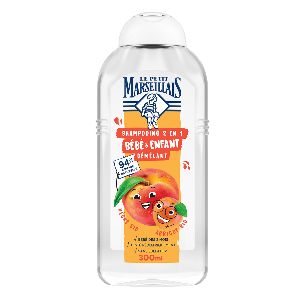 LE PETIT MARSEILLAIS 2-in-1 Detangling Shampoo for Babies and Kids Peach Apricot 300 ml