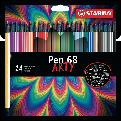 [4006381547048] STABILO Pen 68 Arty Drawing Felt-Tip Pens 1mm medium tip, pack of 24 pens