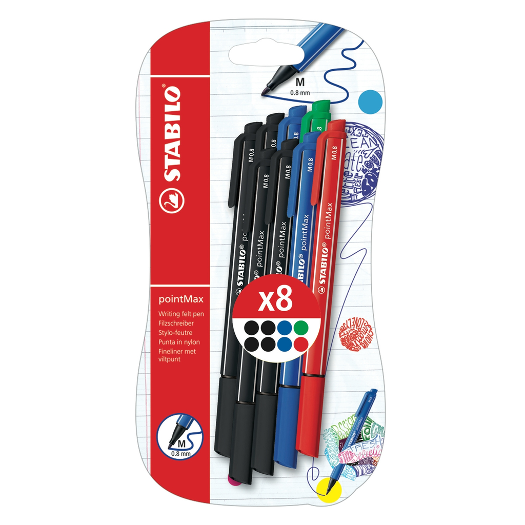 STABILO Assorted Fun Pointmax Writing Felt-tip Pens x8