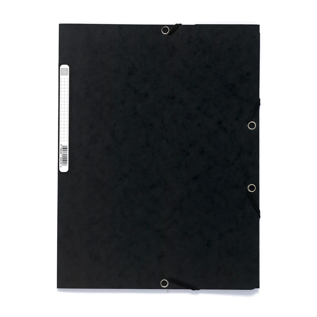 EXACOMPTA Carpeta de 3 solapas con gomas 240x320 cartulina lustrada negra 390g