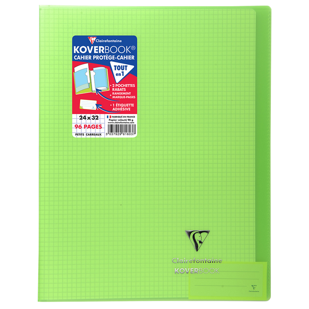 CLAIREFONTAINE Cuaderno Cosido Koverbook 24x32cm 96 Páginas 5x5 Verde