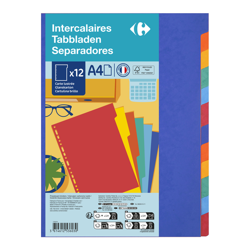 [3614612536030] CARREFOUR A4 Glossy Card Dividers 12 positions