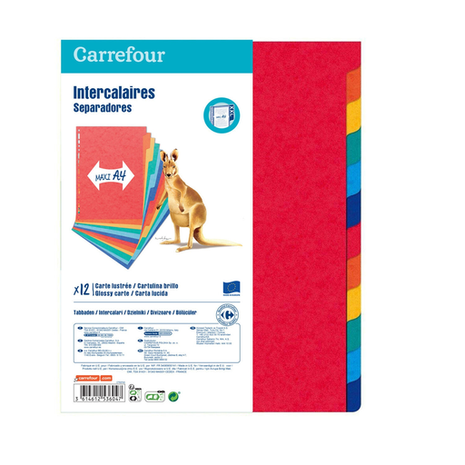[3614612536047] CARREFOUR A4 Glossy Card Dividers 12 positions, pack of 12
