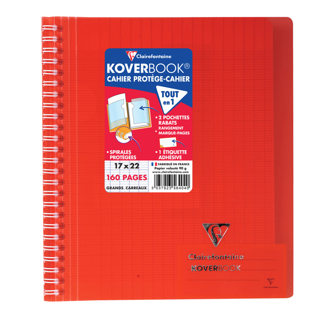 CLAIREFONTAINE Cuaderno Koverbook Espiral Envolvente 170x220 160 Páginas Seyes Rojo
