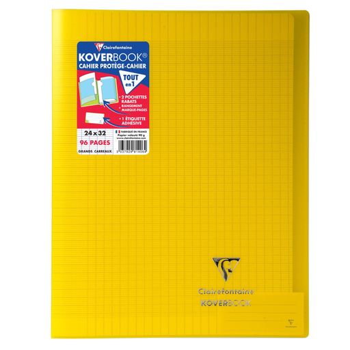 [3037929814064] CLAIREFONTAINE Koverbook Stitched Notebook 24x32 96 Pages Seyes Yellow