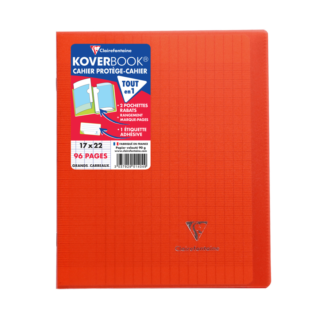 CLAIREFONTAINE Cahier Piqure Koverbook 170x220 96 Pages Seyes Rouge