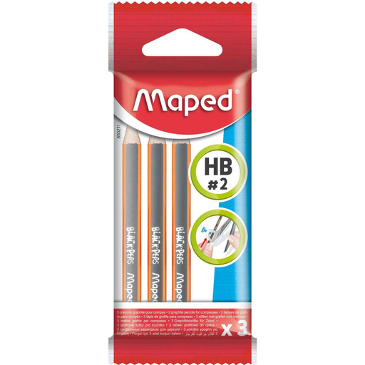 [3154148502111] MAPED 3 mini crayons graphite HB pour compas Blackpeps, lot de 3