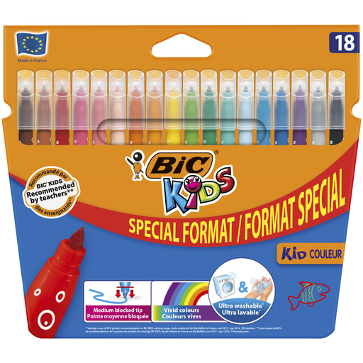 [3086123329249] BIC Kids Kid Couleur Coloring Felt Pens Medium Tip 18