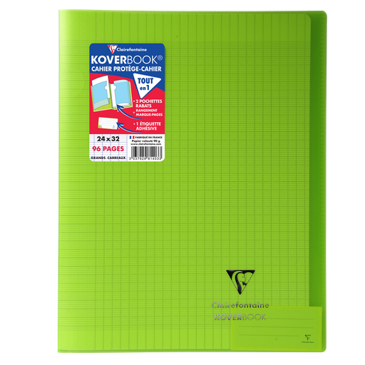 [3037929814033] CLAIREFONTAINE Koverbook Stapled Notebook 24x32 96 Pages Seyes Green